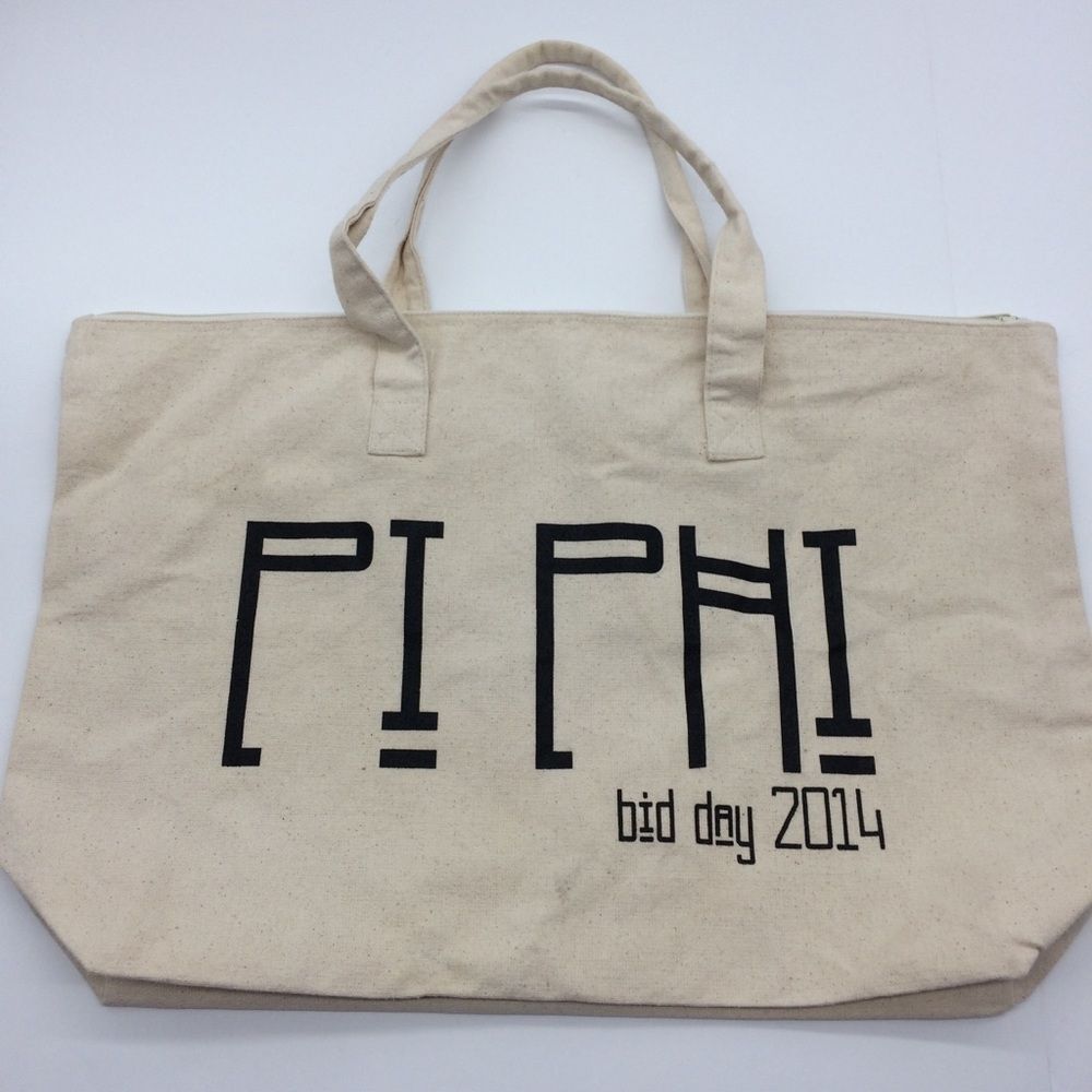 Cotton Zippered Tote with “PI PHI bid day 2014”